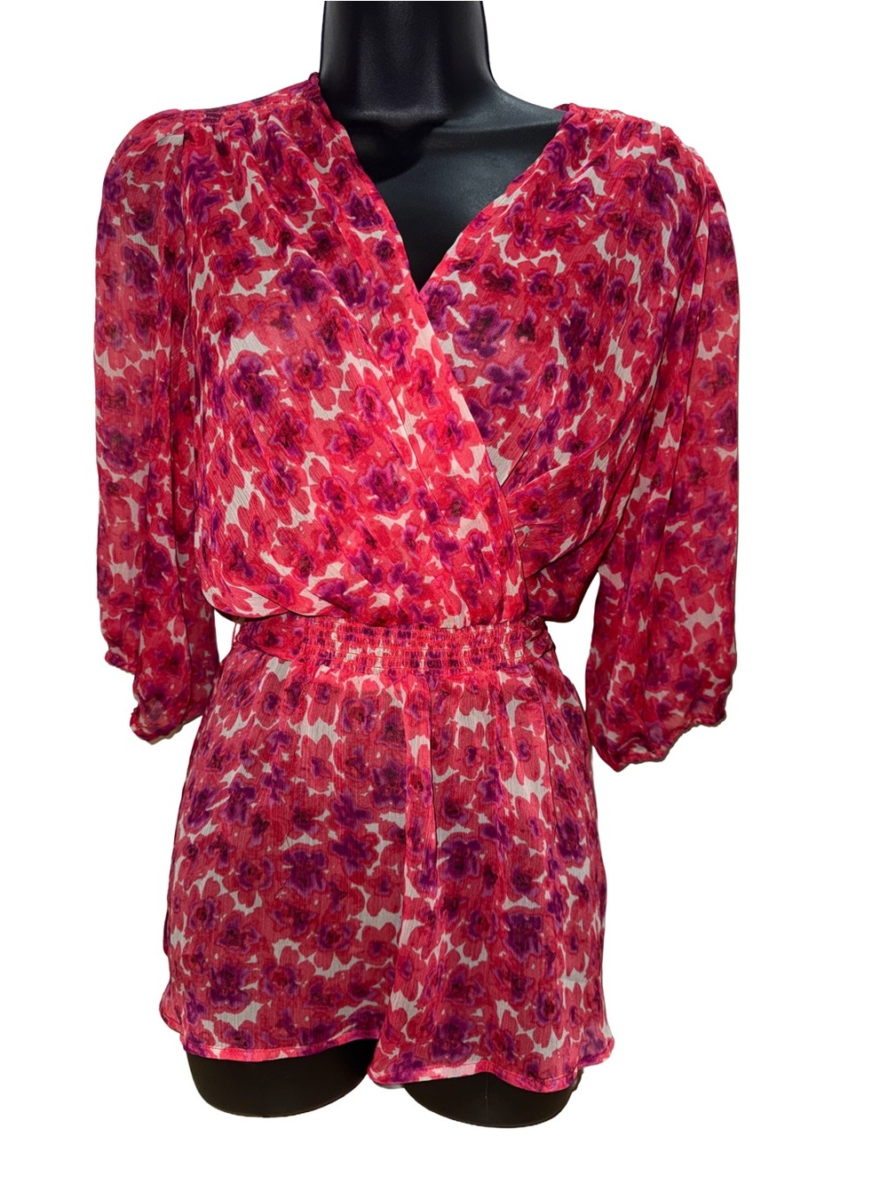 Express Pink and Magenta Floral Wrap Tunic